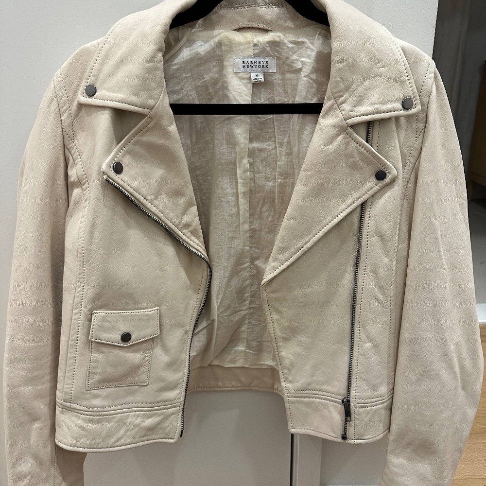 Vintage Barney’s White Leather Jacket